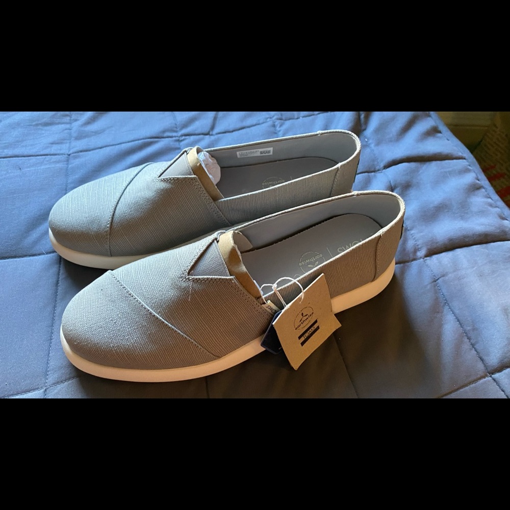 TOMS Grey Padded Flats